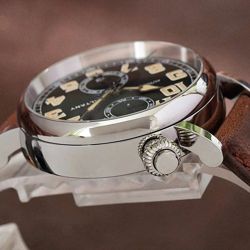 Customizable Baltany 41mm Polit Watch Man S6047 5ATM AR Sapphire Homage A-7 1935 Avigation Miyota 9122 Automatic Swiss Lume