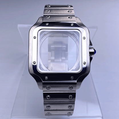 38mm NH35 Square Watch Case 316L Stainless steel Watch Accessories Santos Modification Parts for NH35 4R35 NH36 4R36 Movements