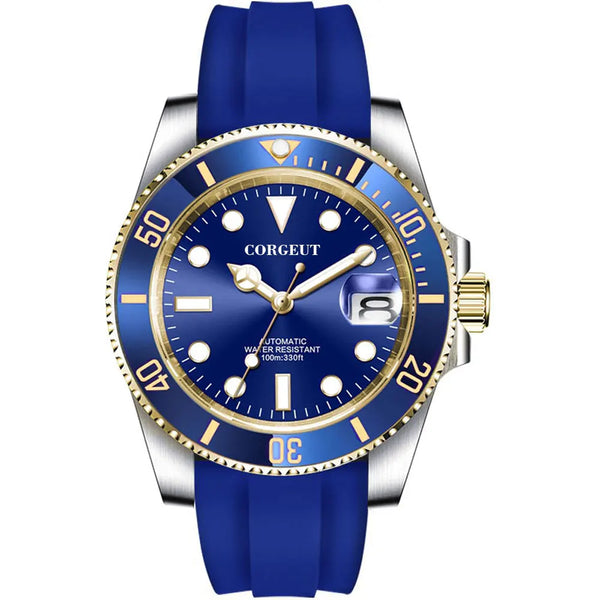 Corgeut 3002 Dive WatchNH35 / miyota 8215 40mm Yacht Watch Two Tone Gold Ceremic Bezel10bar Sapphire