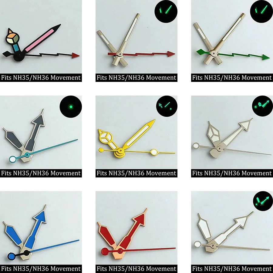 high-quality Watch accessories watch pointer NH series 35 NH36 hands green  luminous suitable for N H35/ NH36 movement