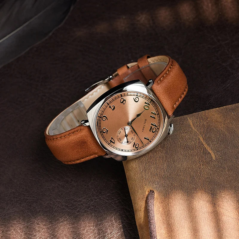 Baltany  Dress Watches Man S4046 1921 Sub-second Homage ST1701 Stainless Steels Classic Square Case Vintage Mechanical Watch