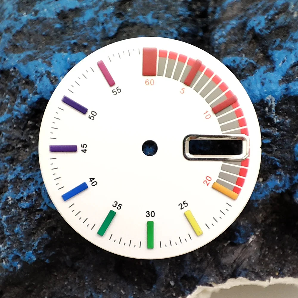 NH35 Watch Dial 28.5mm Color Log Nail Black White Dual Calendar Date Watch Faces Accessories Replacement Parts for NH35 NH36 Movement