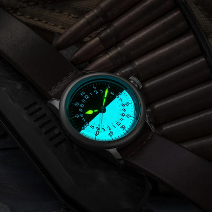 THORN SHY041 NH34 GMT Automatic Watch 36MM Pilot 15Bar Waterproof Half Luminous Dial Sapphire