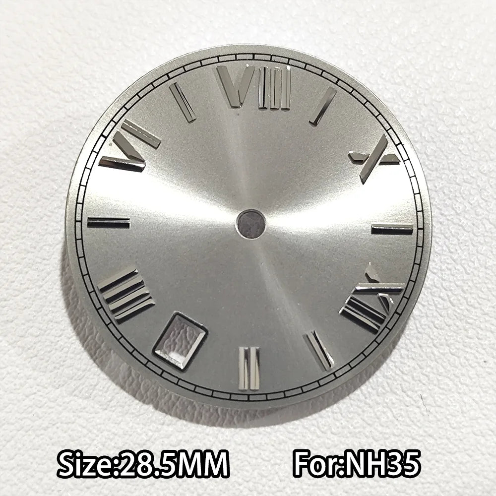 28.5mm Watch Dial For NH 35 NH36 Movements Green Luminous Single/No Date just Calendar Dial Roman Men Watches Accessories