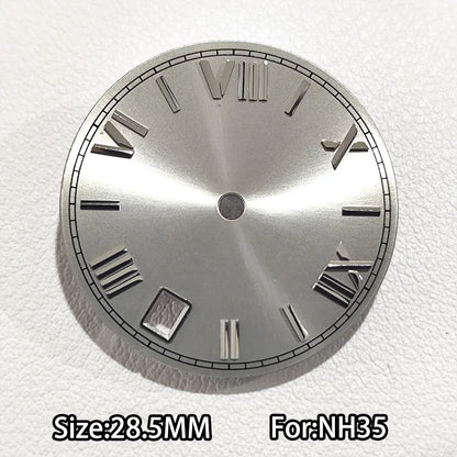 28.5mm Watch Dial For NH 35 NH36 Movements Green Luminous Single/No Date just Calendar Dial Roman Men Watches Accessories