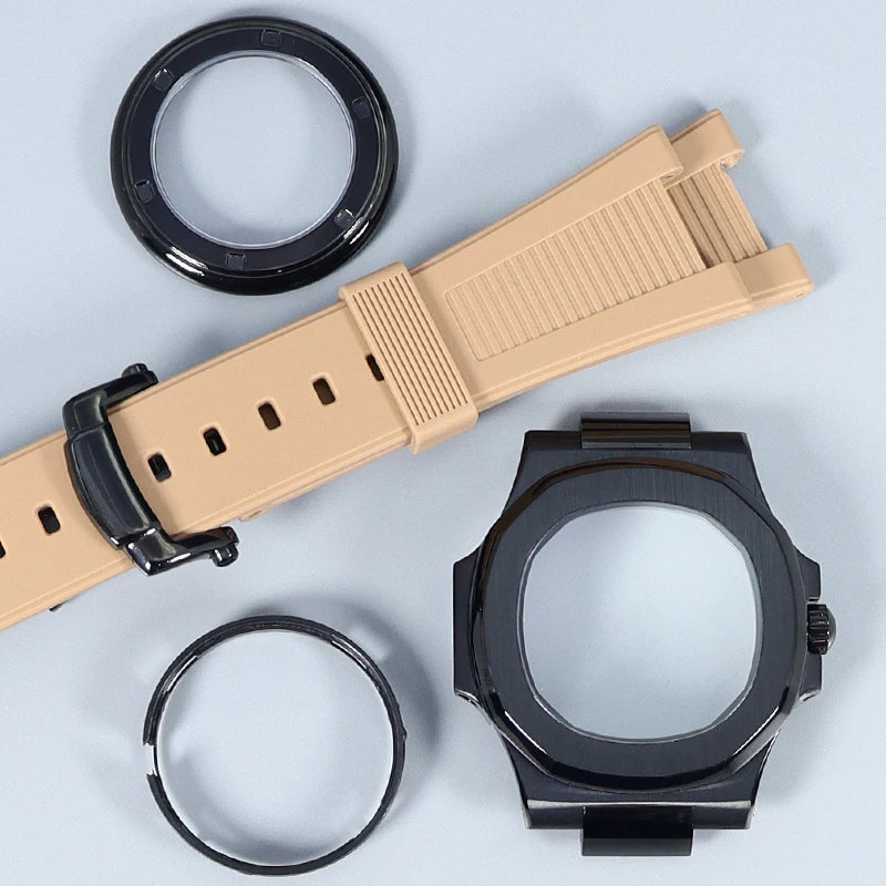 Silver/Black/Rose Gold 40mm Watch Cases Strap Parts Sapphire Glass For NH35 NH36 NH34 NH38 NH72 Movement 30.8mmDial Mod Nautilus