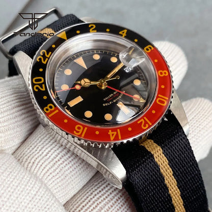 Tandorio NH34 GMT Watch 6542 homage 38mmTD218S Sapphire 20BAR Diver 24H Glass Bezel Sapphire