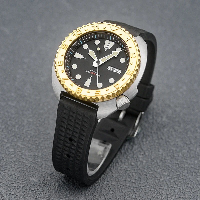 Golden Sterile Turtle SKX6105  Abalone NH36A Sapphire 20Bar Ceramic Bezel 44mm