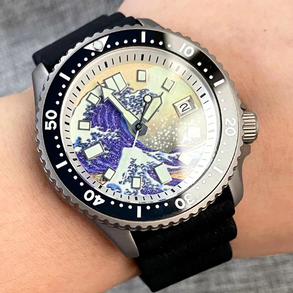 Tandorio Titanium Skx TD252 41mm NH35A 20ATMKanagawa Dial Diver Watch Sapphire