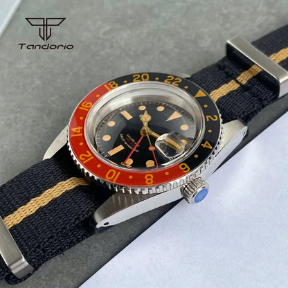 Tandorio NH34 GMT Watch 6542 homage 38mmTD218S Sapphire 20BAR Diver 24H Glass Bezel Sapphire