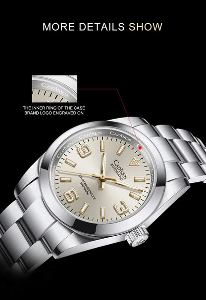 Cadisen C8213 Oyster Watch 36MM NH35 AR Sapphire BGW9 Lume 100M Waterproof