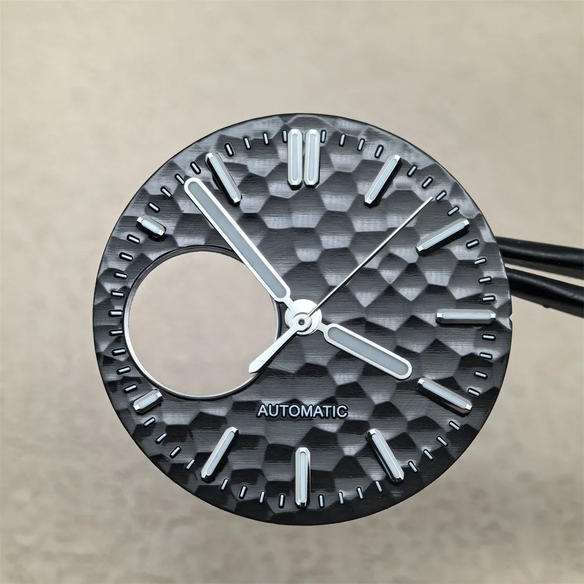 28.5mm Honeycomb Texture Watch Dial Hands Set Green Luminous Faces for NH34 NH38 Movement