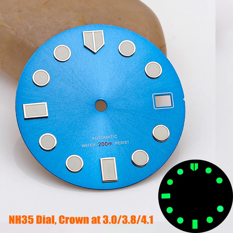 28.5mm Watch Dial NH35 NH36 Dial fit For SKX007 SPRD 6105 Tuna SPB185 SPB187 Watch Cases Feet 3.0 3.8 4.1 Green Luminous Dial