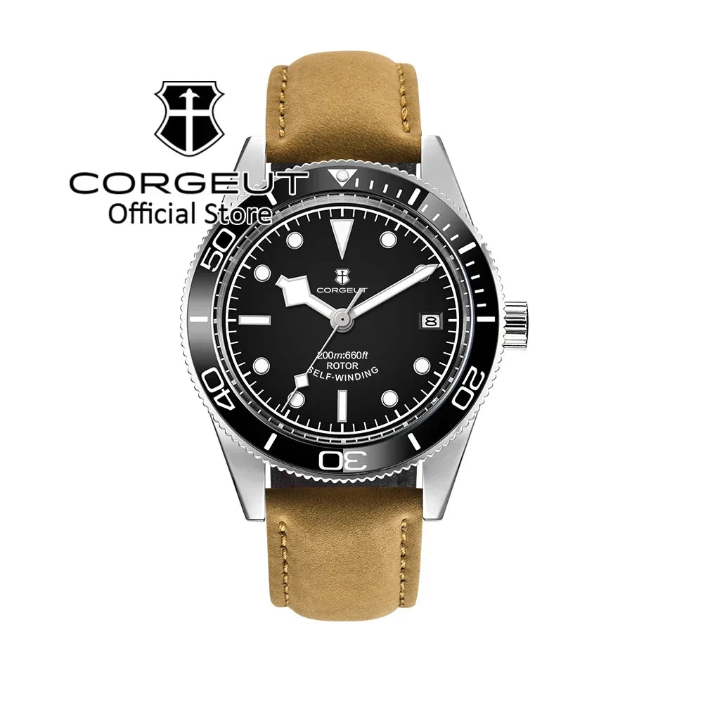 CORGEUT 41mm Submariner Diver Sapphire Ceramic Bezel 10Bar NH35 Automatic Glass Back