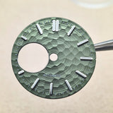 28.5mm Honeycomb Texture Watch Dial Hands Set Green Luminous Faces for NH34 NH38 Movement