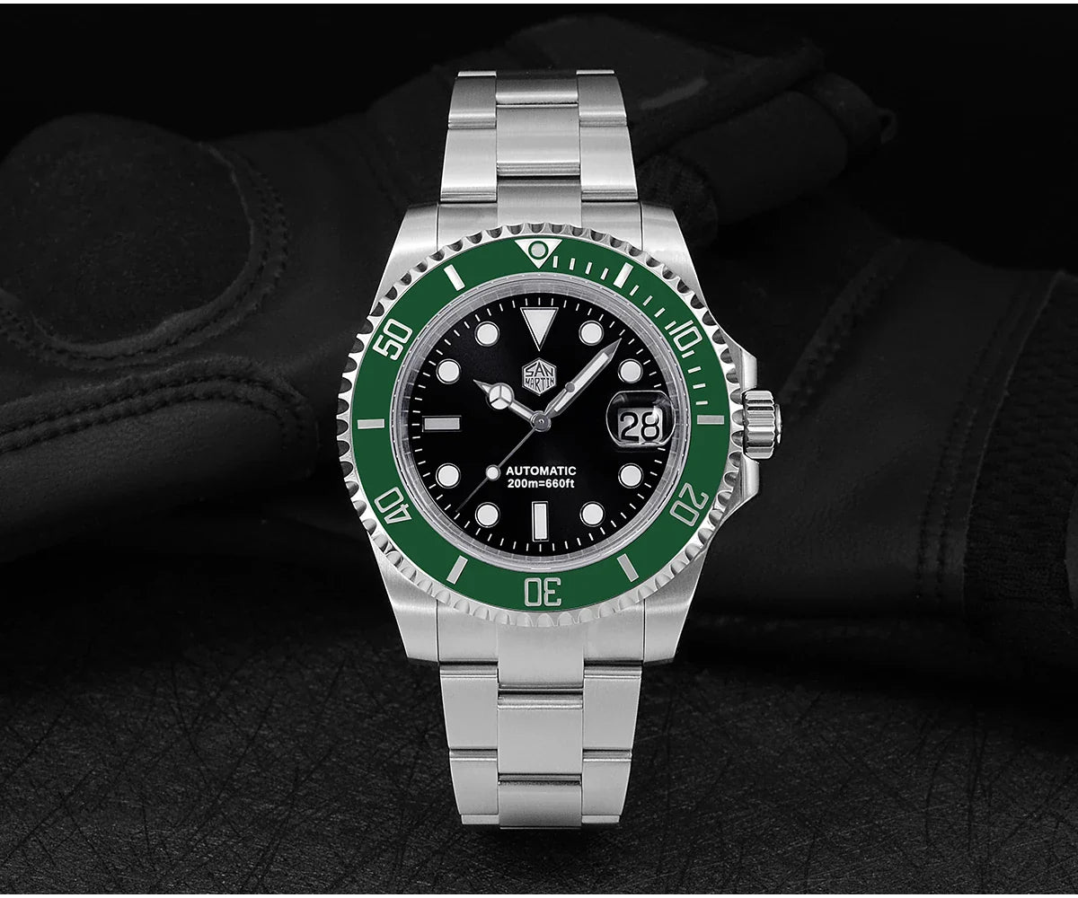San Martin SUB Diver Sn0019G 41mm Water Ghost PT5000 SW200 Automatic AR Sapphire 20Bar BGW-9 Luminous