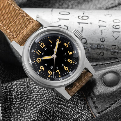 THORN SHY043 36mm  NH35 Automatic Retro Field Military Watch C3 Luminous 10bar