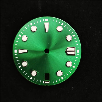 New 28.5mm Watch Dial BGW9/C3 Blue Green Luminous Watch Faces Sunray Dial Watch Accessories for NH35/NH36/4R/7S Movement