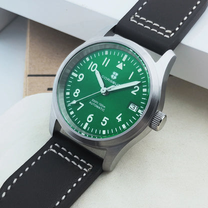 PVD Pilot Watch Sterile for Custom logo 39MM Sapphire 10Bar NH35 automatic glass back