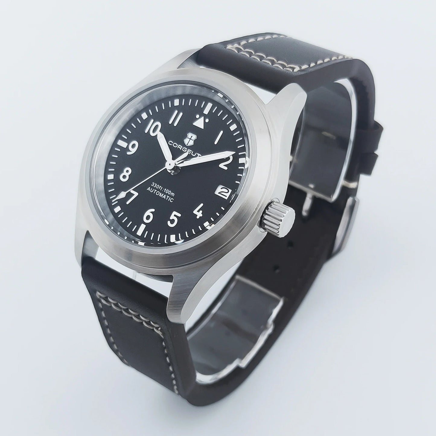 PVD Pilot Watch Sterile for Custom logo 39MM Sapphire 10Bar NH35 automatic glass back