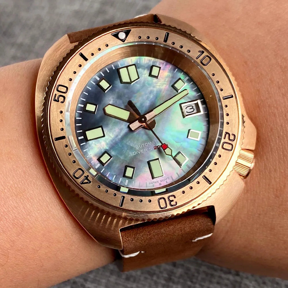 Solid Bronze Turtle Diver WristFull W101 44mm Men Diving Watch Sapphire TMI NH35 Automatic  200M Waterproof Luminous