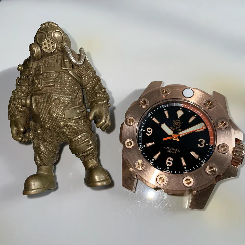 STEELDIVE SD1948S Bronze Diver 44.5mm  C3 Green Luminous 1000M Waterproof Mens NH35  sapphire