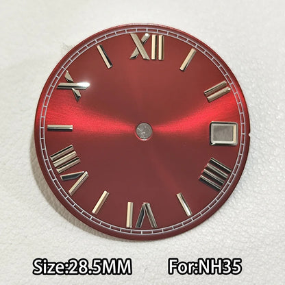 28.5mm Watch Dial For NH 35 NH36 Movements Green Luminous Single/No Date just Calendar Dial Roman Men Watches Accessories