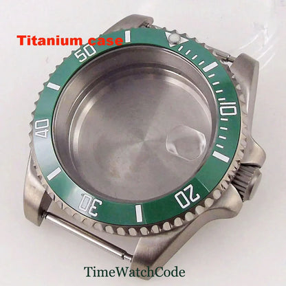 Titanium Watch Case 40mm Sub Diver  200m Waterproof Fit for NH35 NH36 ETA2824 PT5000 Antiallergry Sapphire Crystal Screw-in Crown