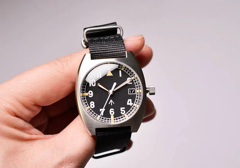 Baltany W10 Military Watch 36mm Calendar Super Luminous Leather Sapphire Stainless Steel NH35 Automatic Mechanical Wristwatches