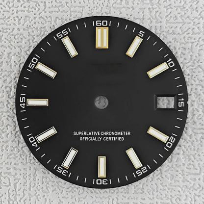 28.5mm double bar date window Watch Dial With Watch Hands Date Just Luminous Sunray Fit NH35 NH36 Watch Faces Automatic Movement