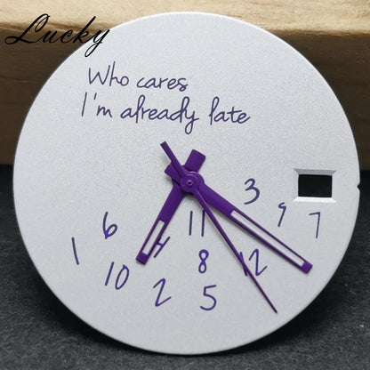 New 28.5mm Watch Dial NH34 NH35 NH36 4R/7S Hands Set DIY Watch Faces Fit NH35 Movement Who Cares Lt's Already Late Accessories﻿