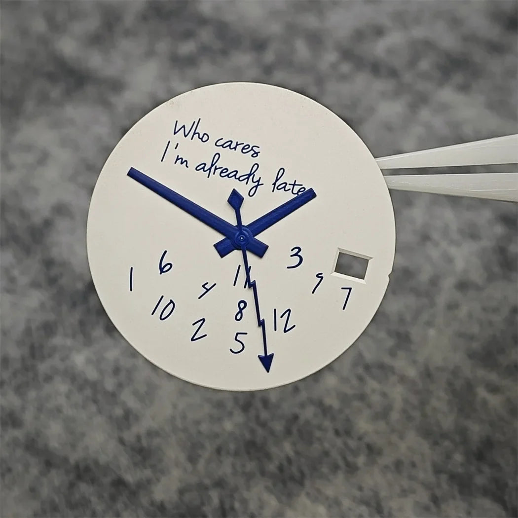 New Log Modified Watch Face 28.5mm DIY Watch Dial Fits NH35/4R36 Movement Who Cares Lt's Already Late Watch Accessories