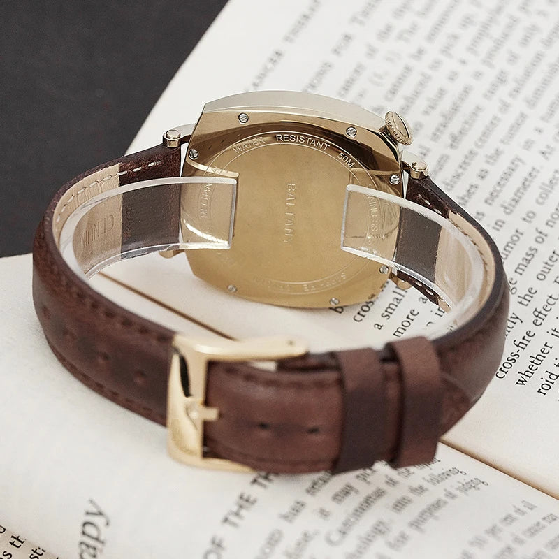 Baltany Dress Watch Man 4046G ST1701 Automatic Gold Case Stainless Steel Square Retro 1921 Homage Mechanical Wristwatch Man