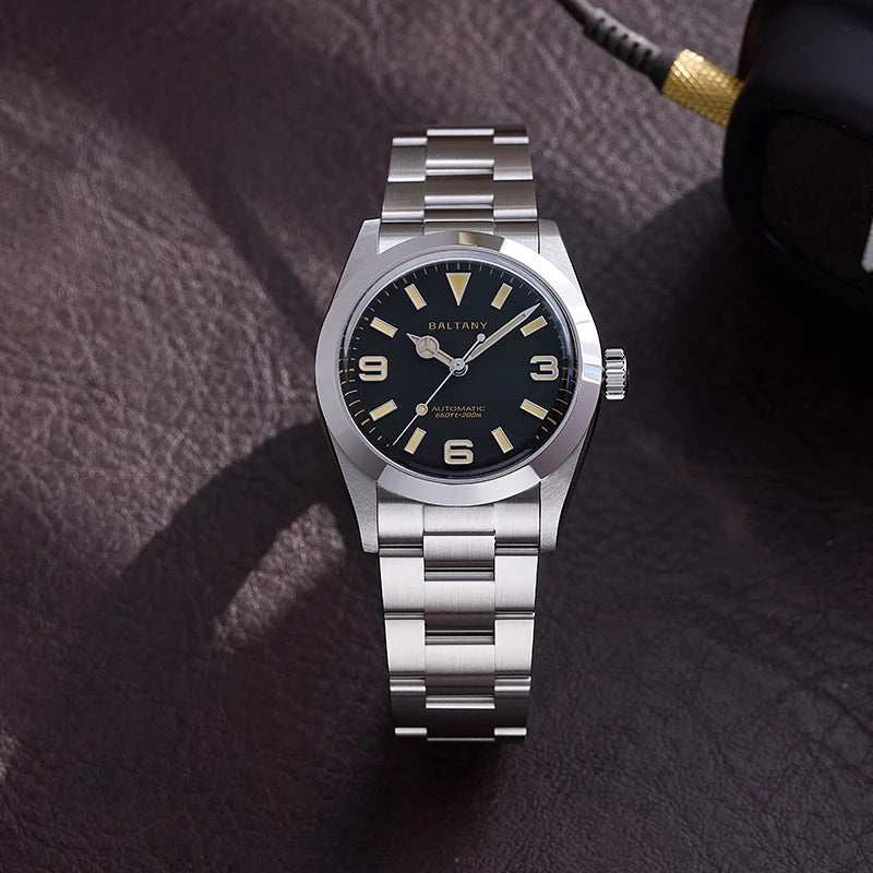 Baltany 36MM Explorer Watch Man S4056 NH38 Automatic Mechanical Watch  Waterproof 20Bar Stainless Steel Bracelet Retro Watches