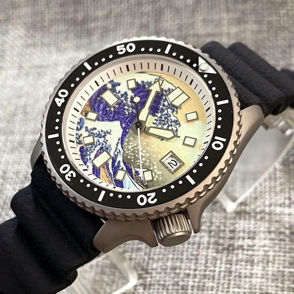 Tandorio Titanium Skx TD252 41mm NH35A 20ATMKanagawa Dial Diver Watch Sapphire