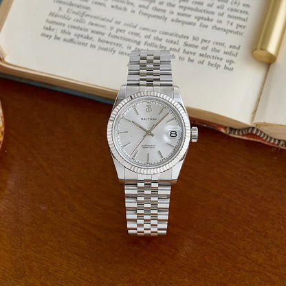 Baltany 36mm Dress Gold Watch S4084 Customizable DateJust  NH35 Automatic  Ar sapphire Swiss Lume Fluted case