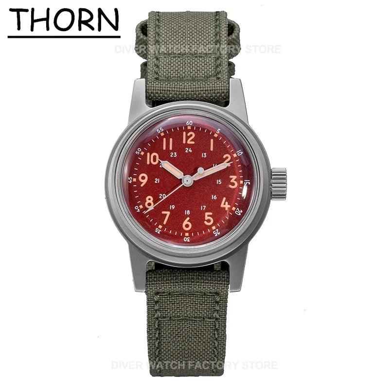 THORN SHY043 36mm  NH35 Automatic Retro Field Military Watch C3 Luminous 10bar