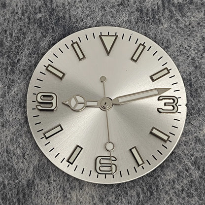 28.5mm Watch Dial + Hands Green Luminous Sun Pattern Modified 369 Nail Dial Watch Faces Accessory Fit NH35/NH36/4R/7S Movement