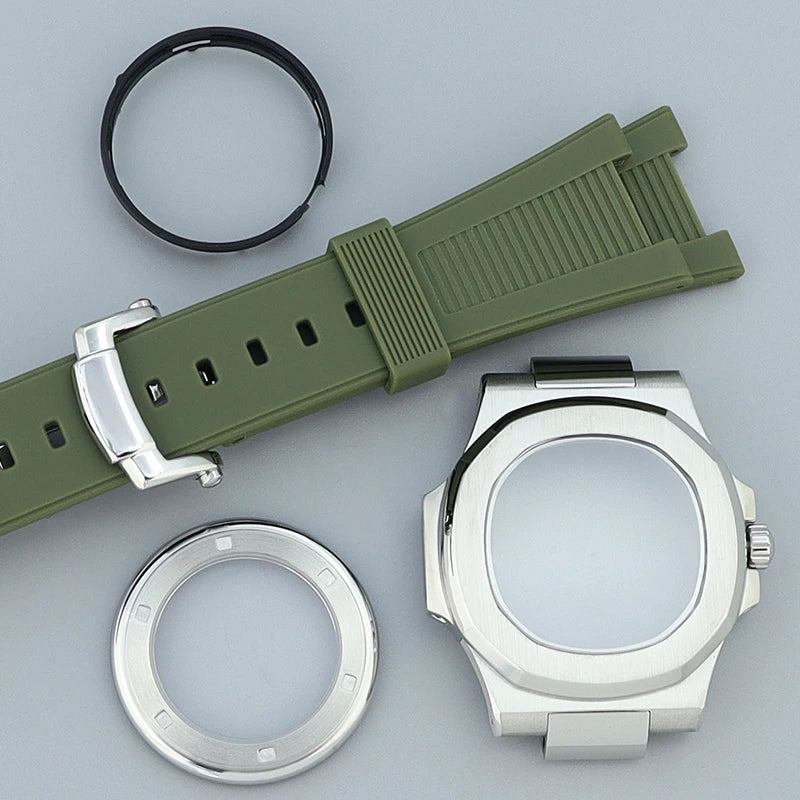 Silver/Black/Rose Gold 40mm Watch Cases Strap Parts Sapphire Glass For NH35 NH36 NH34 NH38 NH72 Movement 30.8mmDial Mod Nautilus