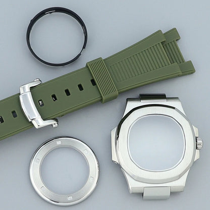 Silver/Black/Rose Gold 40mm Watch Cases Strap Parts Sapphire Glass For NH35 NH36 NH34 NH38 NH72 Movement 30.8mmDial Mod Nautilus