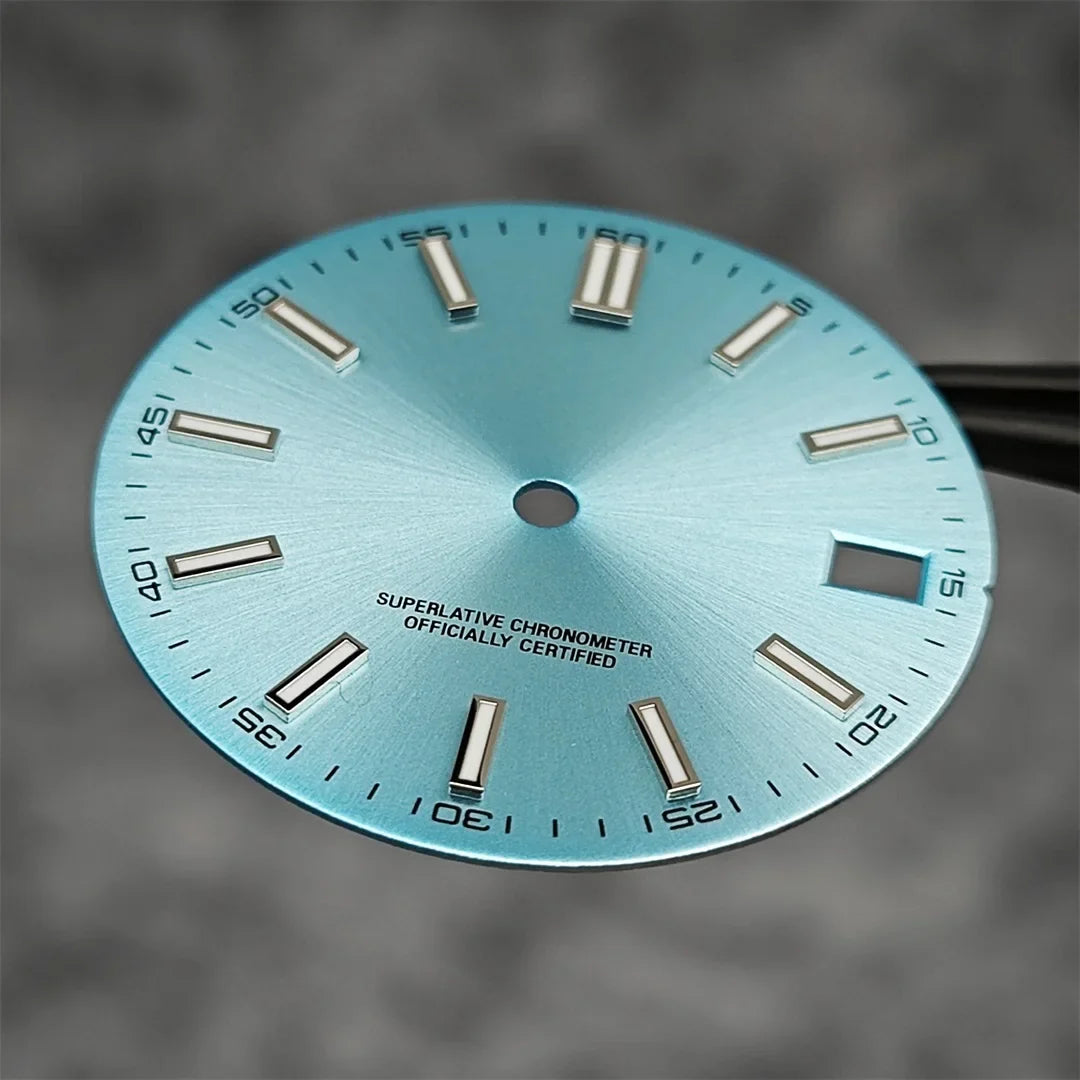 NH35 Watch Dial 28.5mm Log Modified Dial BGW9 Blue Green Luminous Watch Face Modified Watch Accessories for NH35 NH36 movements