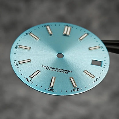 NH35 Watch Dial 28.5mm Log Modified Dial BGW9 Blue Green Luminous Watch Face Modified Watch Accessories for NH35 NH36 movements