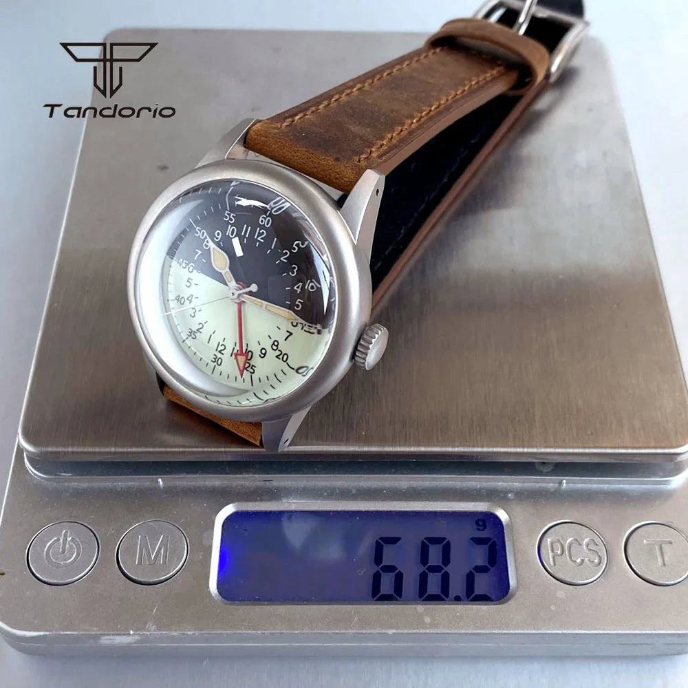 Tandorio GMT Watch TD135G Sandblasted 36mm NH34 Automatic Domed Sapphire 20BAR Lume 24H