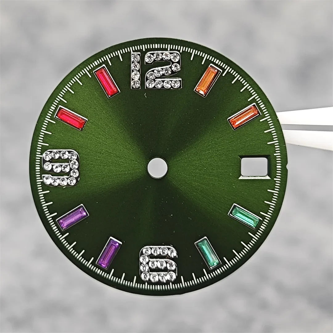 28.5mm Watch Parts Watch Dial Sun Pattern Rainbow Scale Watch Faces Modification Accessories for NH35/NH36/4R/7S Movement