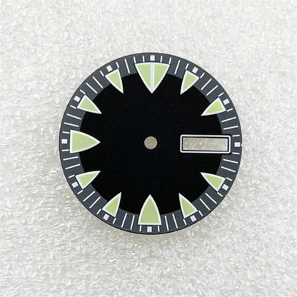28.5mm Green Luminous NH36 Watch Dial Triangular Scale Dial Mechanical Watch Face for NH36A Movement Dive Watch Repair Parts