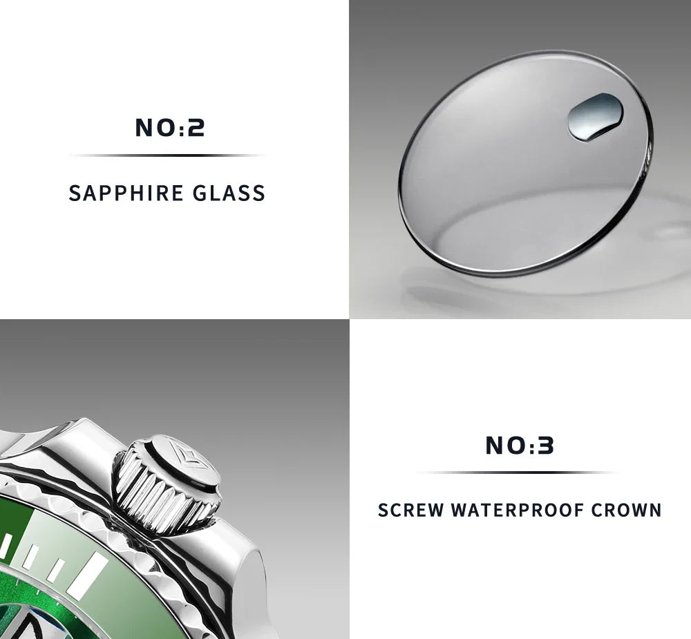 CADISEN C8216 Submariner Diver NH35A Movement AR Sapphire BGW9 Lume 40MM 20Bar