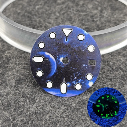 NH35 Watch dial starry sky lunar star Watch faces with Green Luminous Conversion Watch Accessories for NH35 / NH34 Movement