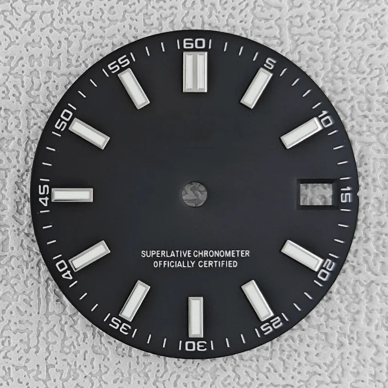 28.5mm double bar date window Watch Dial With Watch Hands Date Just Luminous Sunray Fit NH35 NH36 Watch Faces Automatic Movement