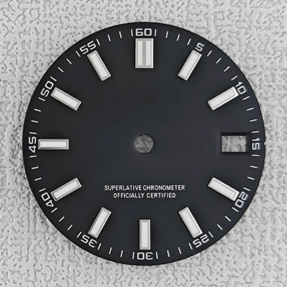 28.5mm double bar date window Watch Dial With Watch Hands Date Just Luminous Sunray Fit NH35 NH36 Watch Faces Automatic Movement