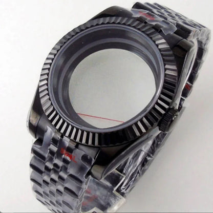 Silver / Black Fluted Watch case Luxury 36mm/39mm Sapphire watch case Two Tone case 10BARS fit NH35 NH36 NH34 ETA2824 2836 Miyota8215 PT5000 DG2813 3804 movement